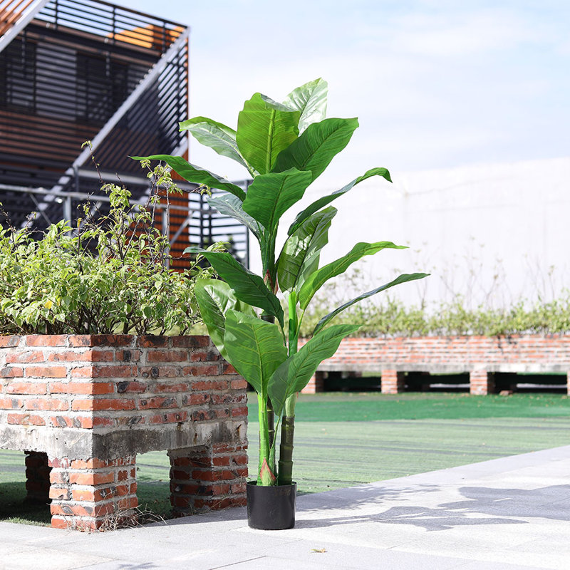 Artificial Tropical Plant with Plastic Flowerpot Home and Office Plant Decoration, 150cm H x 15cm W x 32cm D