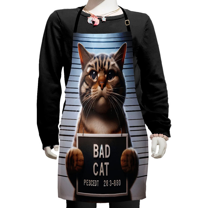 East Urban Home Cat Apron with Adjustable Ties and Hook & Loop Straps Small Umber and Pale Blue Grey