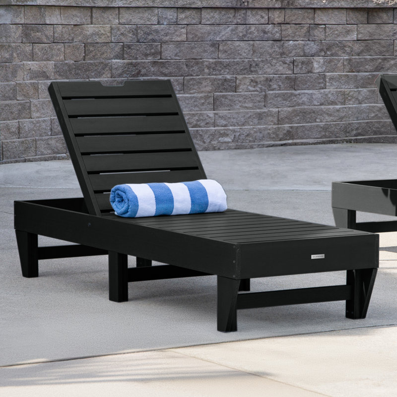 Annette Outdoor Chaise Lounge, Black