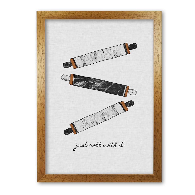 Just Roll With It - Print, 42 cm H x 30 cm W x 5 cm D, Honey Oak Frame