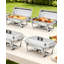Ensemble de 4 chauffe-plats en acier inoxydable avec chauffe-plat 8 pintes avec couvercle et cadre pliable