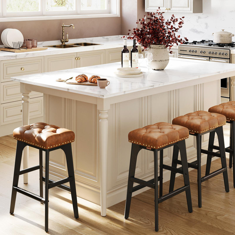 Alicio Counter Stool with Metal Frame, Coffee Brown Seat/Black Frame