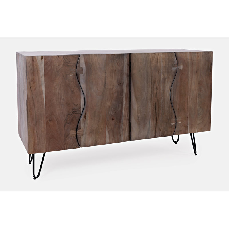 Buffet en bois d'acacia massif Gordonsville, Gris ardoise