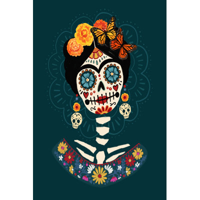 Bright Day Of The Dead II by Victoria Barnes - Wrapped Canvas Print