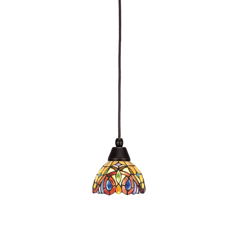 Mini-luminaire suspendu à n'importe quel cordon avec verre d'art Lynx de 7 po, Bronze huilé