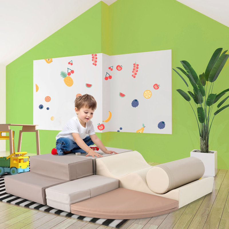 Ensemble de jeu en mousse souple 6 en 1 pour enfants rampant et escaladant, Brun / Beige