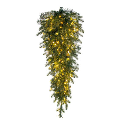 36" Georgian Fraser Fir Artificial Pre-Lit Teardrop Upside Down Tree with Lights