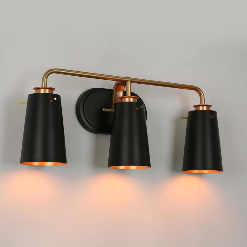 Éclairage de salle de bain noir à intensité variable 3 lumières Brooklyn-BB