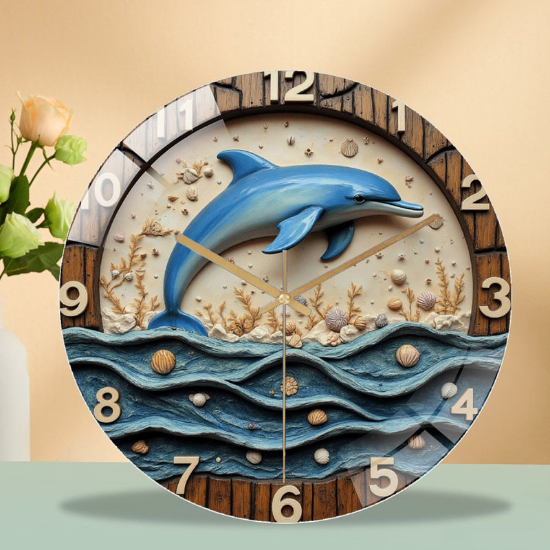 Horloge murale dauphin 2 pièces