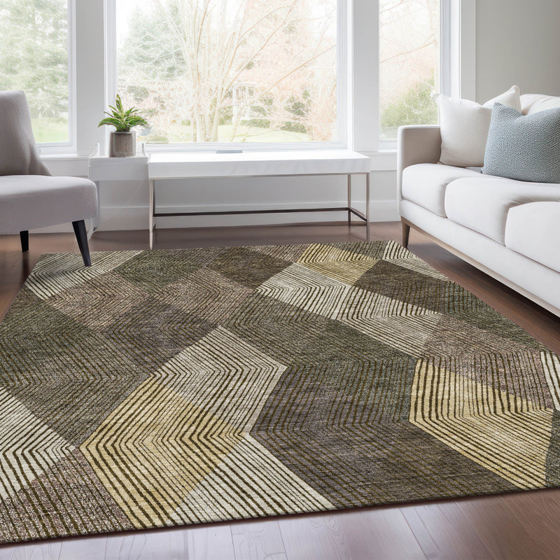 Premium Machine Washable Prisco Brown Rug, Rectangle 8' x 10'