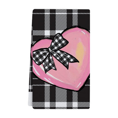 Happy Valentine's Day Kitchen Towel, Absorbent Drying Cloth For Cooking And Baking, 23.6x15.8in Multicolor