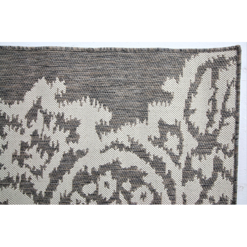 Tapis gris / ivoire Power Loom, Rectangle 13 pi 1 po x 16 pi 4 po