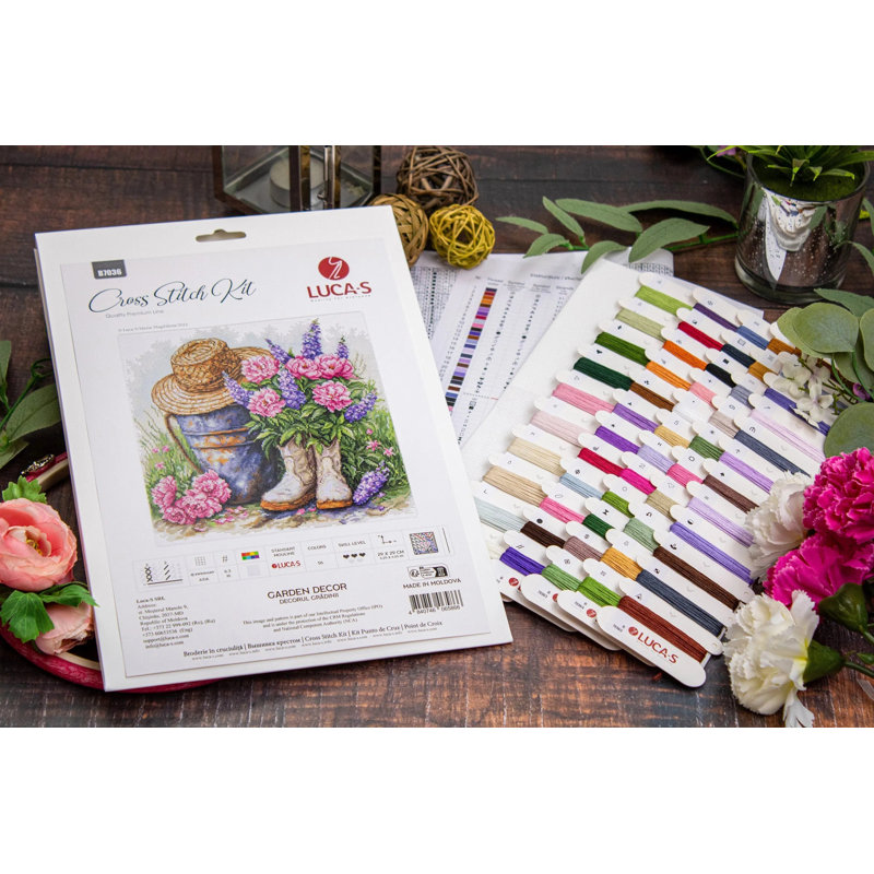 Trousse de broderie au point de croix compté « Décoration de jardin » de Luca-S B7036L