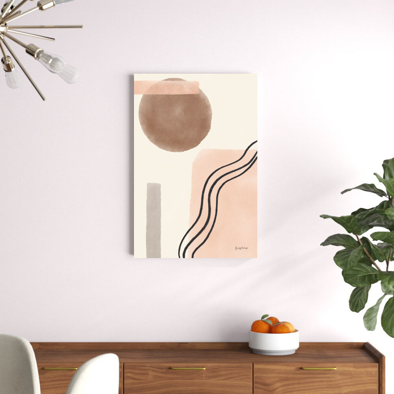 «Geo Abstract II Neutral Pink» par Becky Thorns - impression, H 36 po x l 24 po, Toile tendue, Non