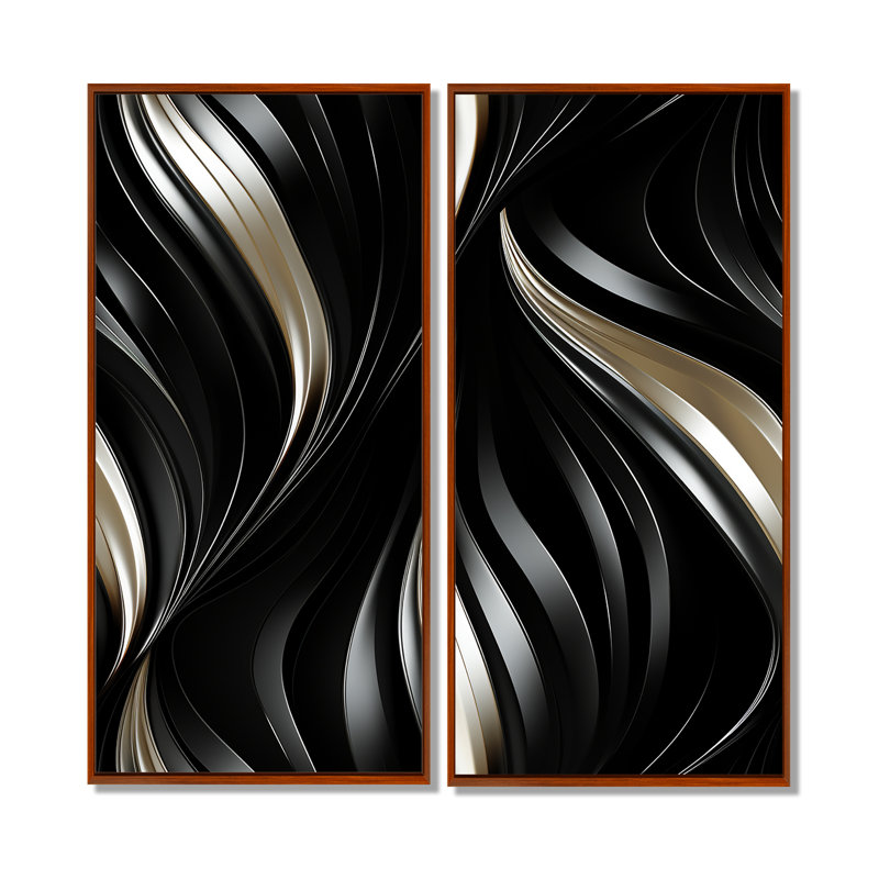 Millau - Glam, décoration murale moderne 2 pièces, H 40 po x l 40 po, Impression encadrée flottante, Brun