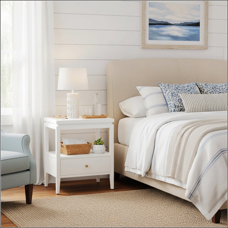 Table de chevet à 1 tiroir avec plateau flottant et rangement spacieux Olana, parfaite pour les chambres à coucher modernes