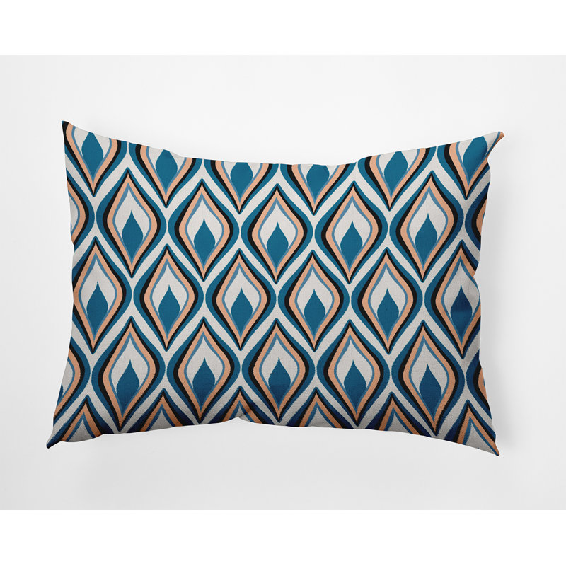 Ikat Outdoor Reversible Throw Pillow, Unreal Teal