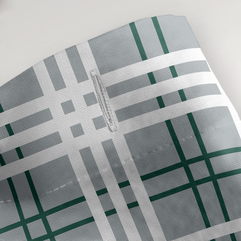Rideau de douche simple à carreaux Los Angeles, Gray/Hunter Green/White