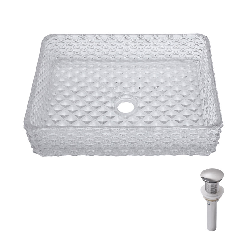 Lavabo vasque artistique en verre trempé avec texture de diamant - parfait pour les salles de bain modernes et polyvalentes