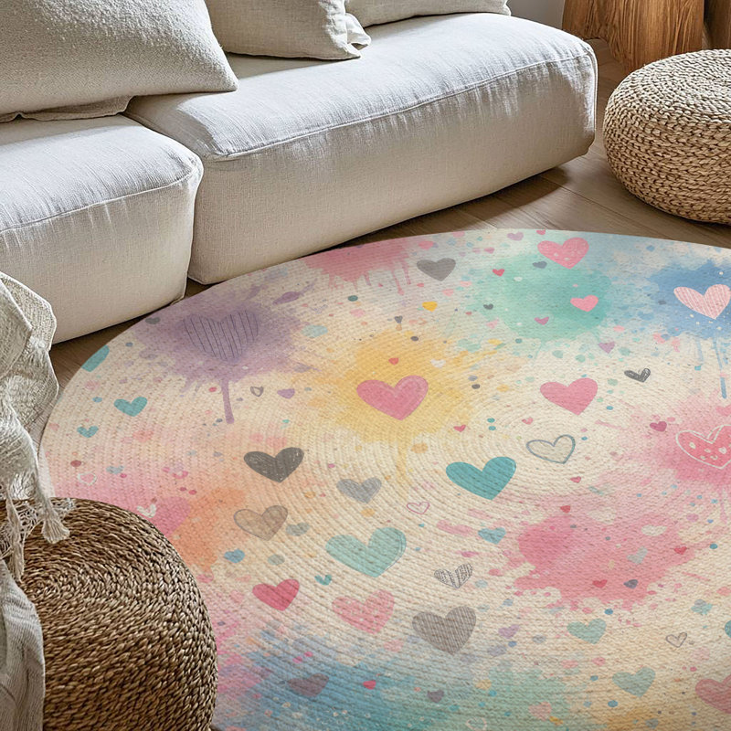 Tapis tressé Heart Splash, Rond 5 pi