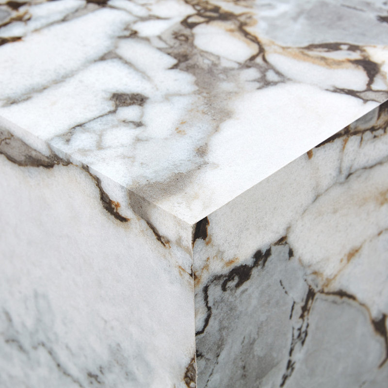 Rectangular Coffee Table, 39.3" Width, Marble Pattern White