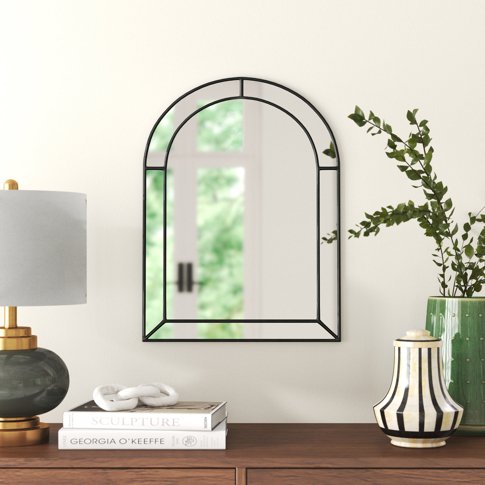 Iris Engineered Wood Mirror, 24" H x 18" W, Black