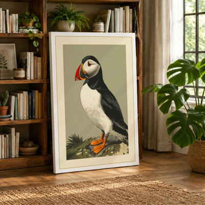 Puffin Study Botanical - Wrapped Canvas