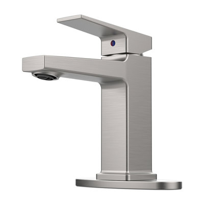 Robinet de lavabo pour salle de bain en nickel brossé - 1 poignée à fixation sur le comptoir