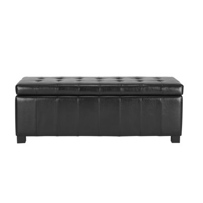 Genuine Leather Upholstered Storage Bench