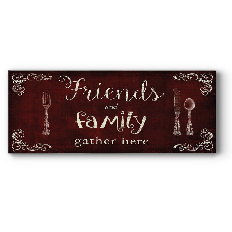Amis et famille sur toile, art textuel, H 24 po x l 60 po x P 1,5 po