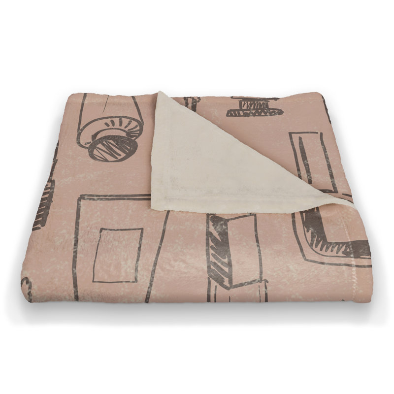 Hand Woven Throw Blanket, Gray/Pink