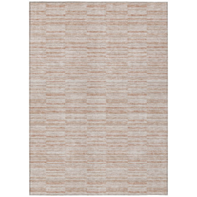 Tapis d'extérieur lavable rayé 5 pi x 8 pi cuivre et beige saumon