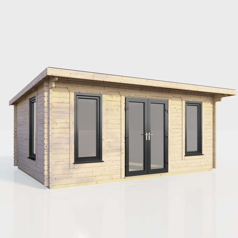 Powersheds 18 x 10ft Pent Log Cabin, Doors Central - 44mm