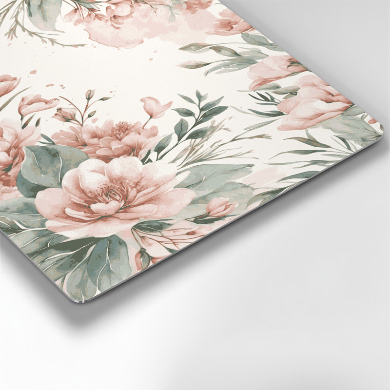 Aquarelle florale 1, art mural en métal beige, H 20 po x l 16 po