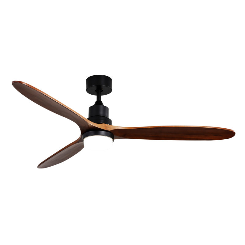 Ventilateur de plafond 60 pouces avec 3 lumières et 3 pales en bois massif
