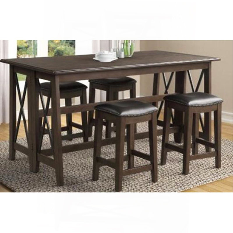 Dark Brown Finished Drop Leaf Table 4 Stools