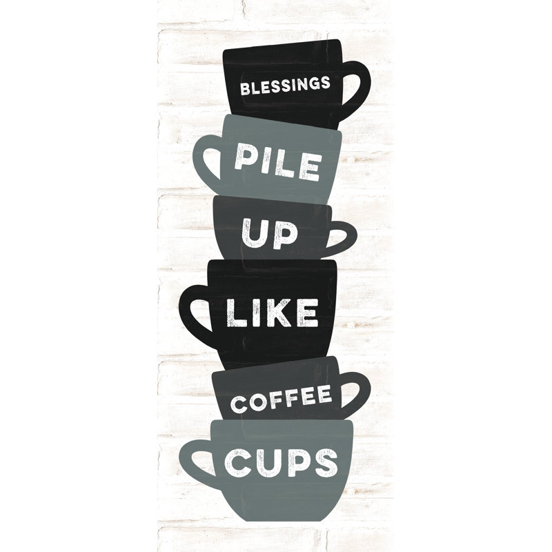 Blessing Coffee Cups - Painting Print, 46 cm H x 30 cm W, Black Floater Framed