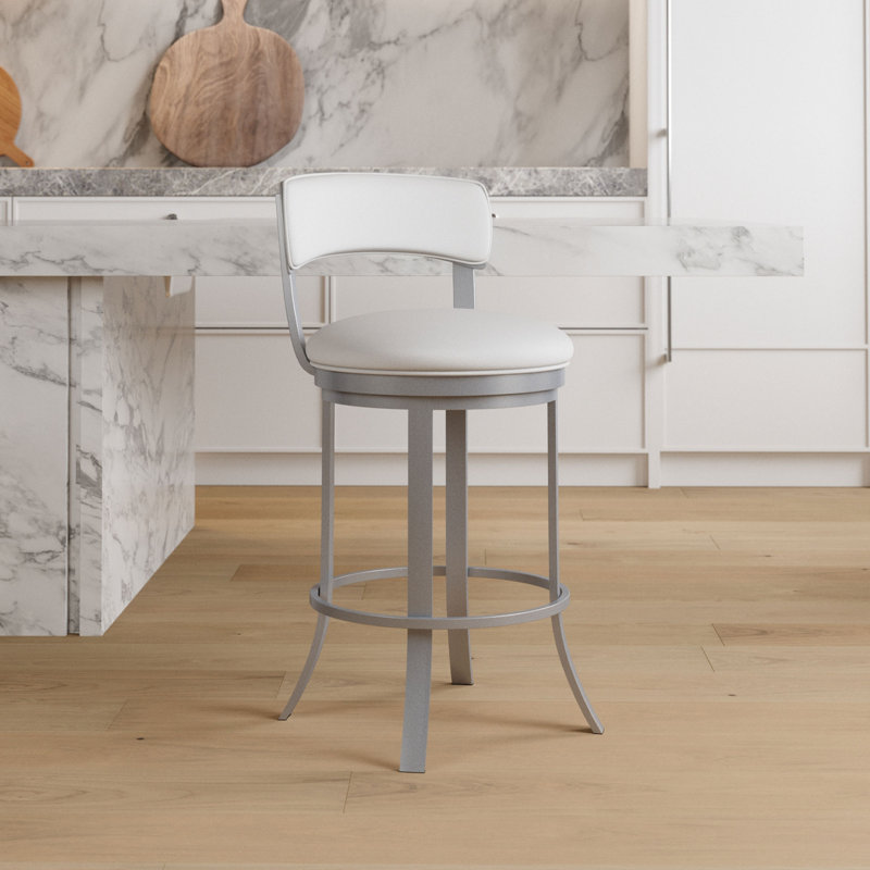 Tabouret de bar et de comptoir Bulmore, Tabouret de comptoir (siège d'une hauteur de 26 p, Vail blanc pur
