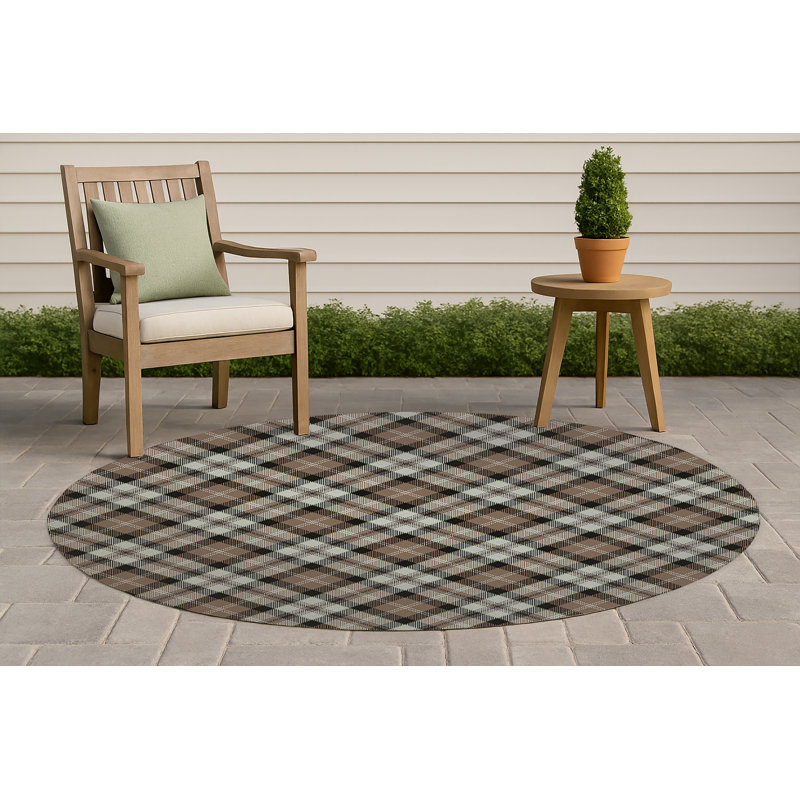 Tapis d'extérieur antidérapant à carreaux Anthony, Rond 5 pi