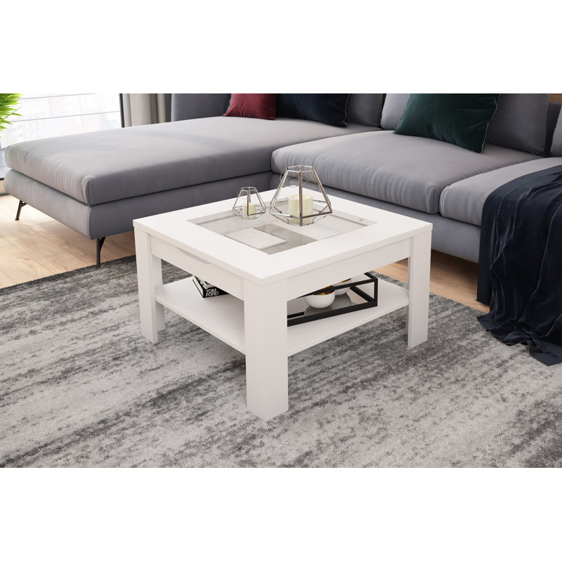 Hadlow Four Leg Coffee Table with Storage, White