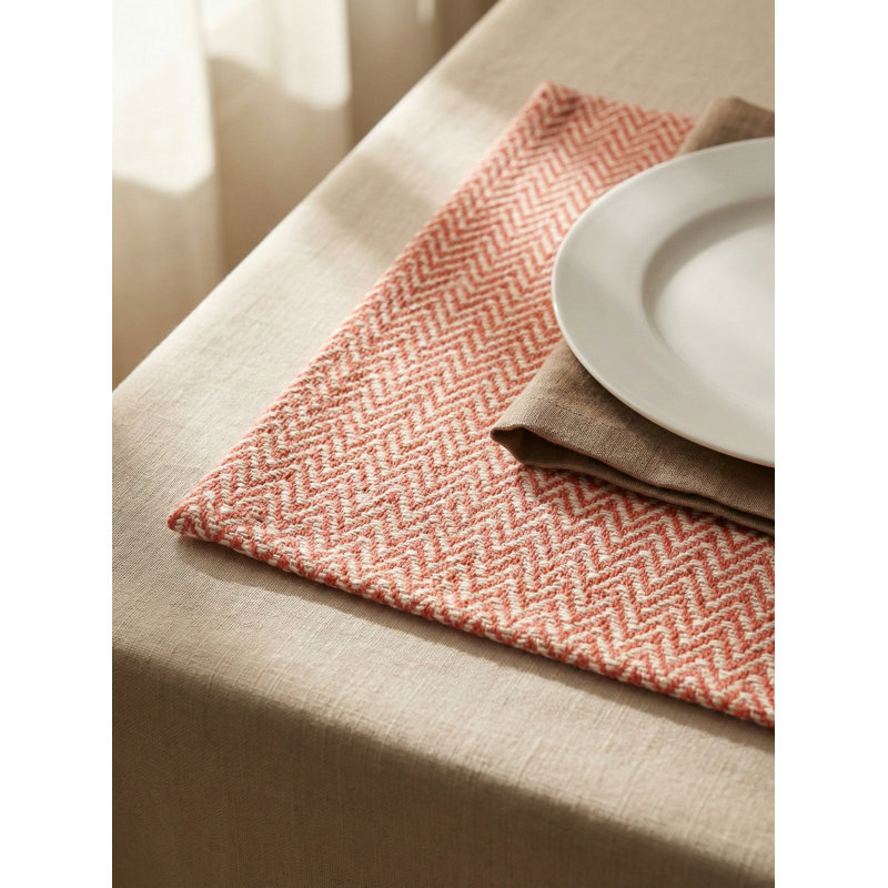 Polished Pink Herringbone Bay Indoor Outdoor Placemat, Pink