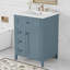 Meuble-lavabo moderne Avery 24 po bleu-gris avec 3 tiroirs et tablettes ajustables