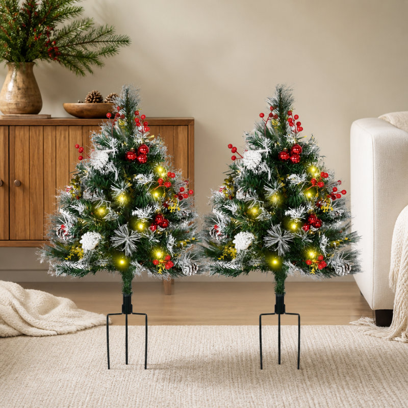 Arbre de Noël artificiel, ensemble de décoration de porche de Noël extérieur festif pour porte d'entrée