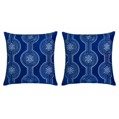 20"x20" Velvet Throw Pillow Set of 2, Holiday Velvet Decorative Pillow with Inserts, Snowflake Embroidery Square Pillows for sofa couch