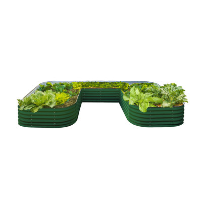 17" Tall U-Shaped Metal Outdoor Raised Garden Bed