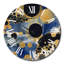 Horloge murale à motif abstrait avec textures bleues et dorées-93380752