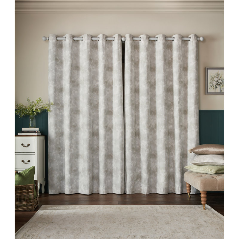 Laura Ashley 100% Cotton Curtain Panel Pair, 64X54