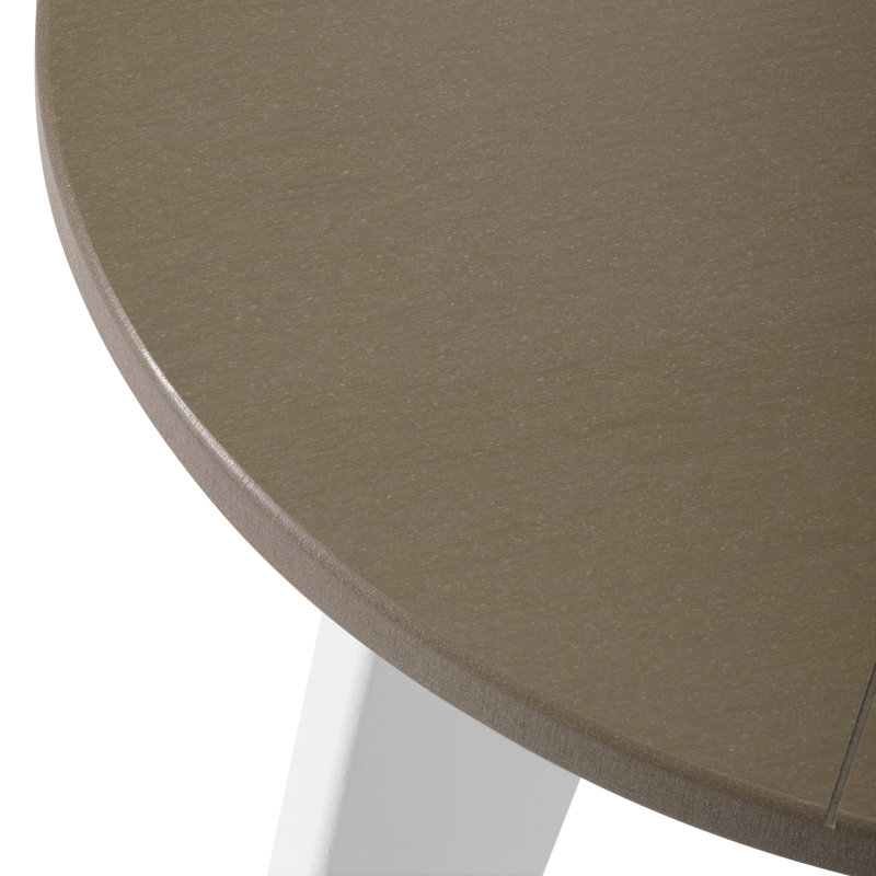 Outdoor Round 18" End Table, White, White Wash