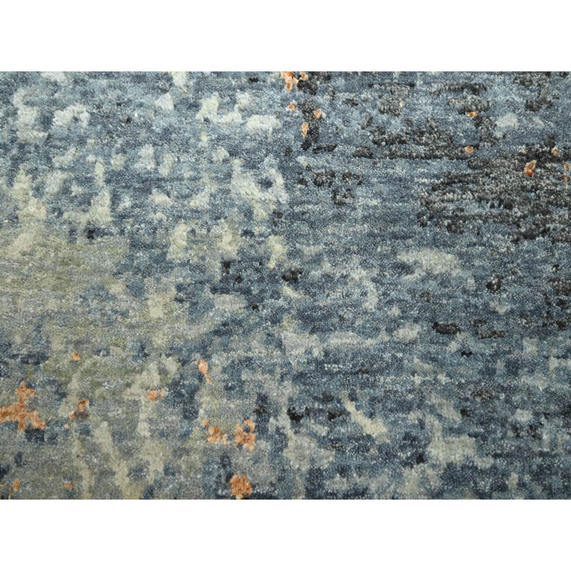 7'10"x10'2" Blue Hand Knotted Abstract Galaxy Design Wool Oriental Rug 1C9C49F9156E415DA9E2820F4C28242D