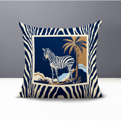 Malboro Zebra Print Reversible Indoor/Outdoor Square Pillow